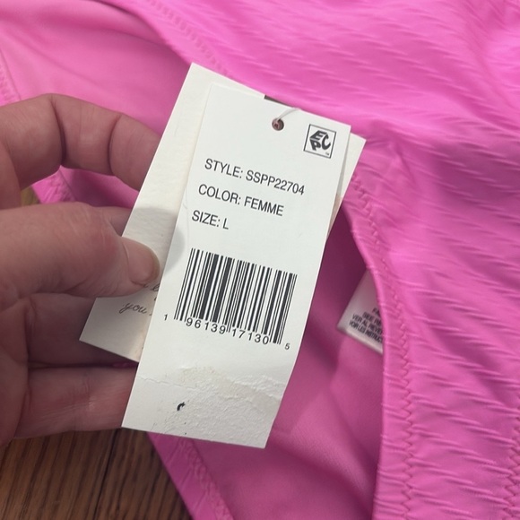 Jessica Simpson Pretty Pique Side-Shirred Bikini Bottom Femme Pink Size L NWT - Picture 6 of 7